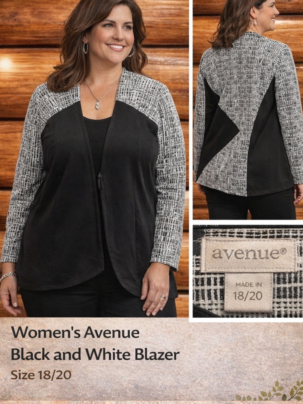Avenue Black and White Blazer 18/20